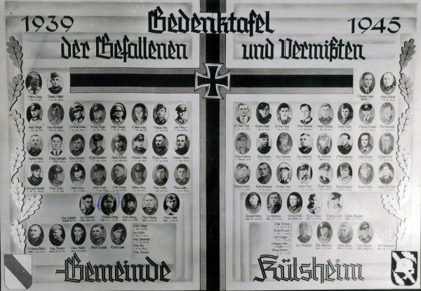 Gedenktafel der Gemeinde K&uuml;lsheim 1939-1945