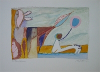 Prent met teken, blad en ballon (#4935)